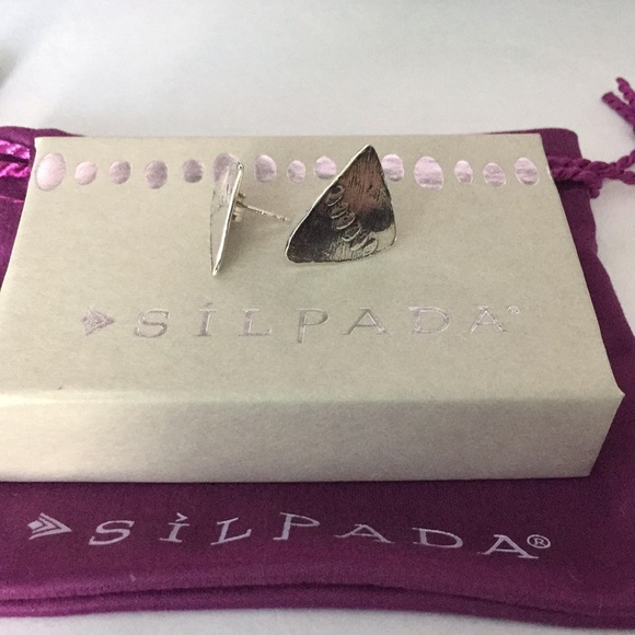 Silpada Silver Triangle Post Earrings - Picture 10 of 11